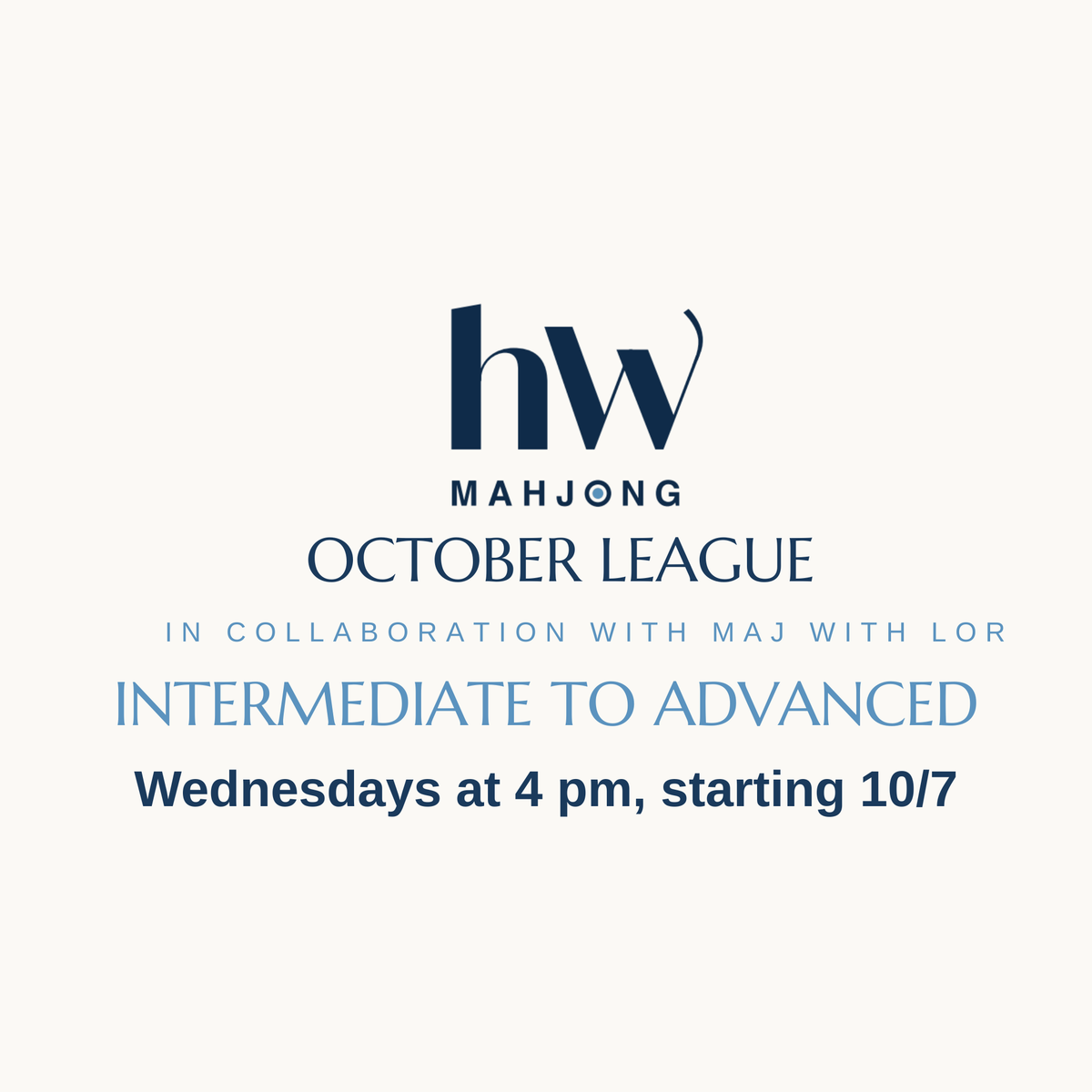 October League | Wednesdays at 4 pm, starting 10/7 - Intermediate to Advanced